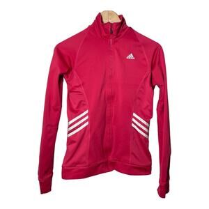 Adidas Pink Full Zip Jacket Small 3-Stripe Womens Climacool Retro